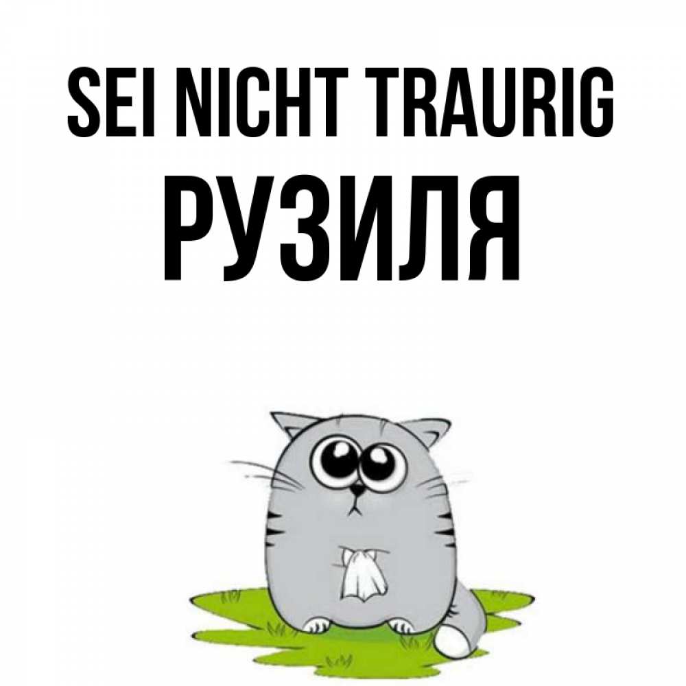 Открытка на каждый день с именем, Рузиля Sei nicht traurig грустный котяра Прикольная открытка с пожеланием онлайн скачать бесплатно 