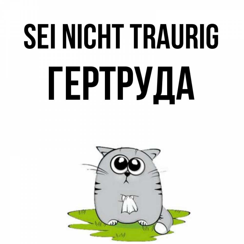 Открытка на каждый день с именем, Гертруда Sei nicht traurig грустный котяра Прикольная открытка с пожеланием онлайн скачать бесплатно 