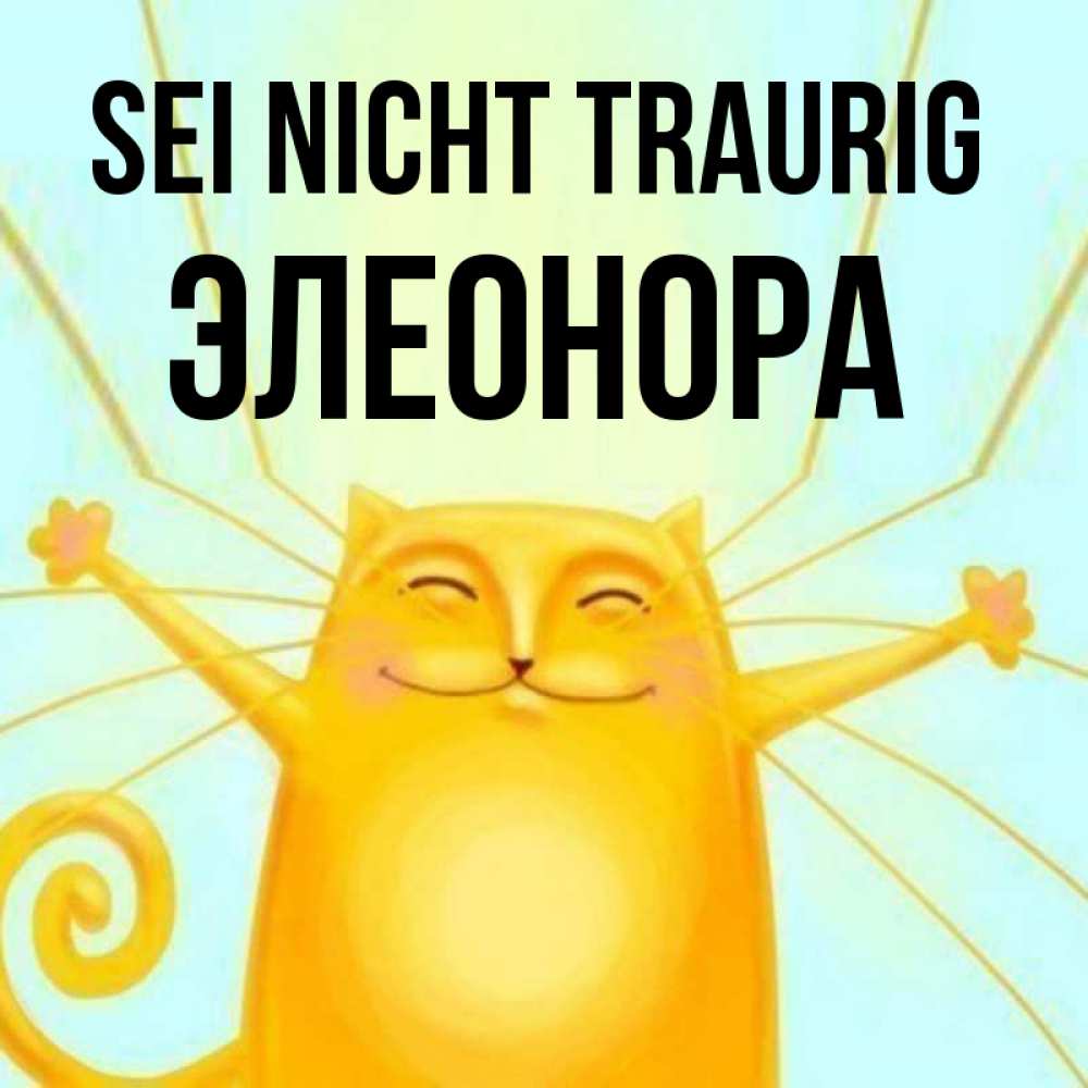 Открытка на каждый день с именем, Элеонора Sei nicht traurig обнимашки усатые Прикольная открытка с пожеланием онлайн скачать бесплатно 