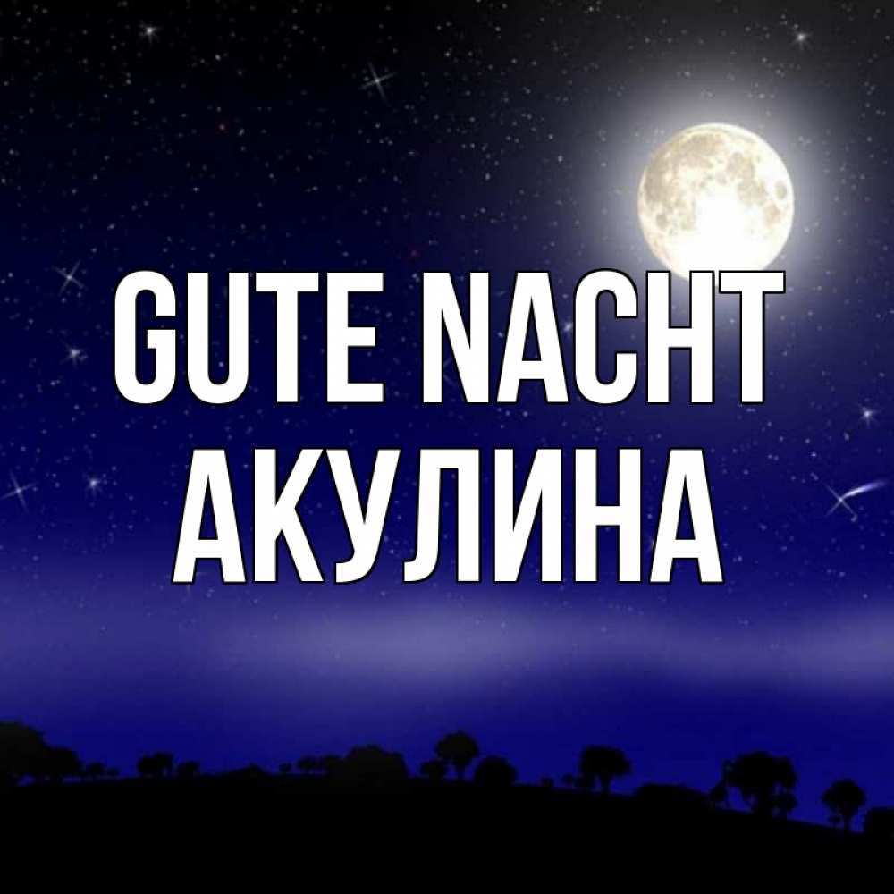 Открытка на каждый день с именем, Акулина Gute Nacht ночное небо и лесная опушка при свете луны Прикольная открытка с пожеланием онлайн скачать бесплатно 