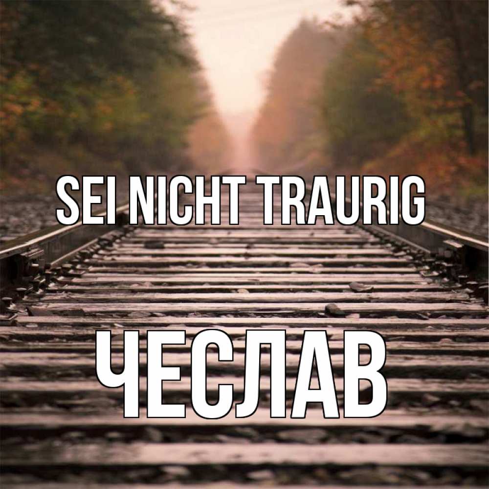 Открытка на каждый день с именем, Чеслав Sei nicht traurig лес и железная дорога Прикольная открытка с пожеланием онлайн скачать бесплатно 