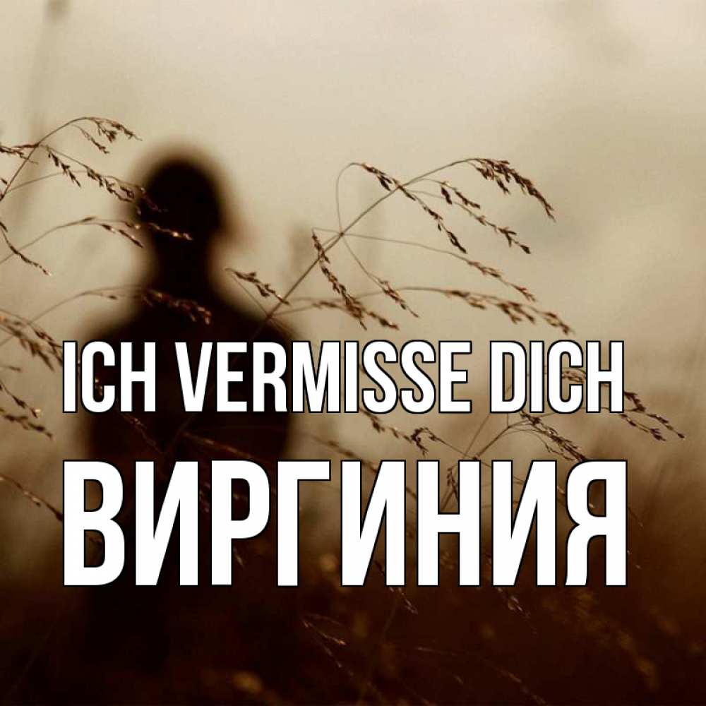 Открытка на каждый день с именем, Виргиния Ich vermisse dich силуэт девушки Прикольная открытка с пожеланием онлайн скачать бесплатно 