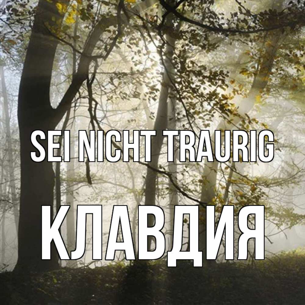 Открытка на каждый день с именем, Клавдия Sei nicht traurig лес и свет Прикольная открытка с пожеланием онлайн скачать бесплатно 