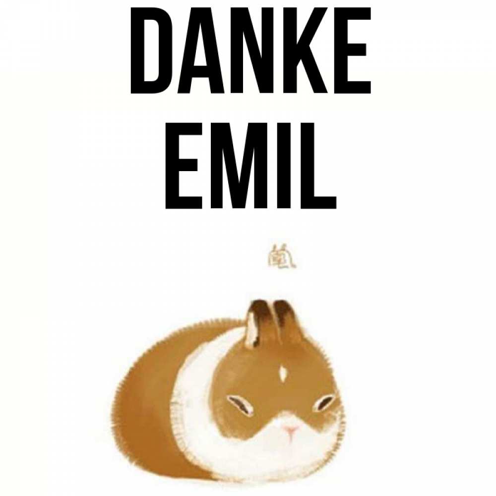 Открытка на каждый день с именем, Emil Danke коричнево белый домашний питомец Прикольная открытка с пожеланием онлайн скачать бесплатно 