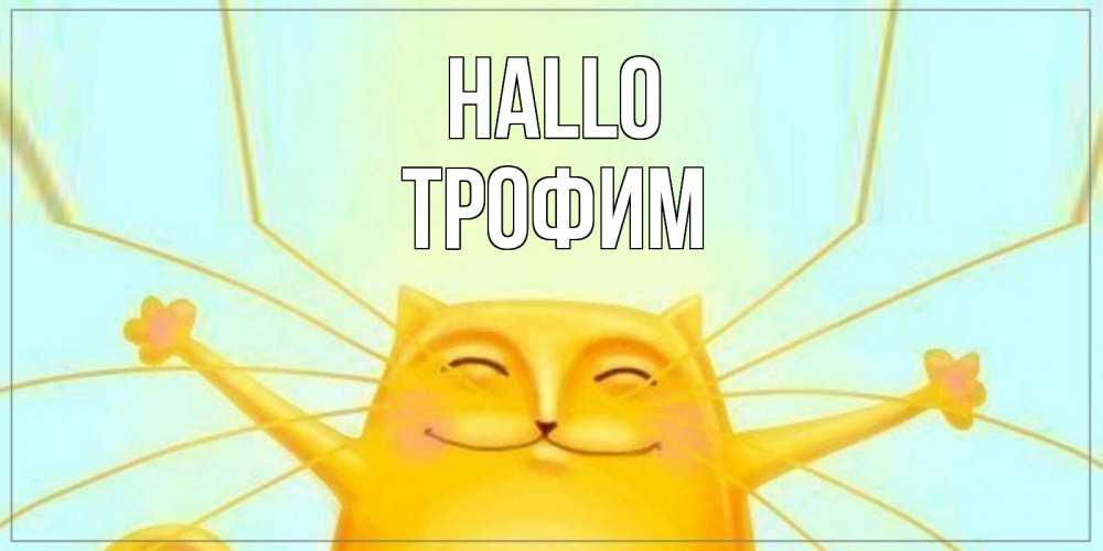 Открытка на каждый день с именем, Трофим Hallo кот Прикольная открытка с пожеланием онлайн скачать бесплатно 