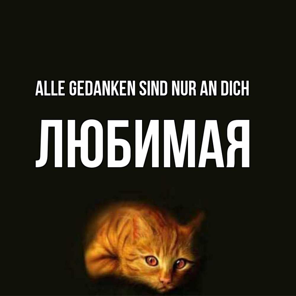 Открытка на каждый день с именем, Любимая Alle Gedanken sind nur an dich рыжий Прикольная открытка с пожеланием онлайн скачать бесплатно 