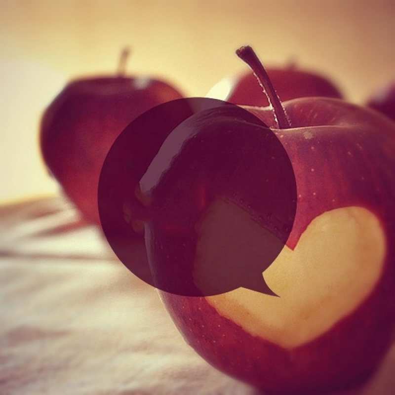 Открытка яблоко с сердцем  вырезалки из яблок  Ich liebe dich 