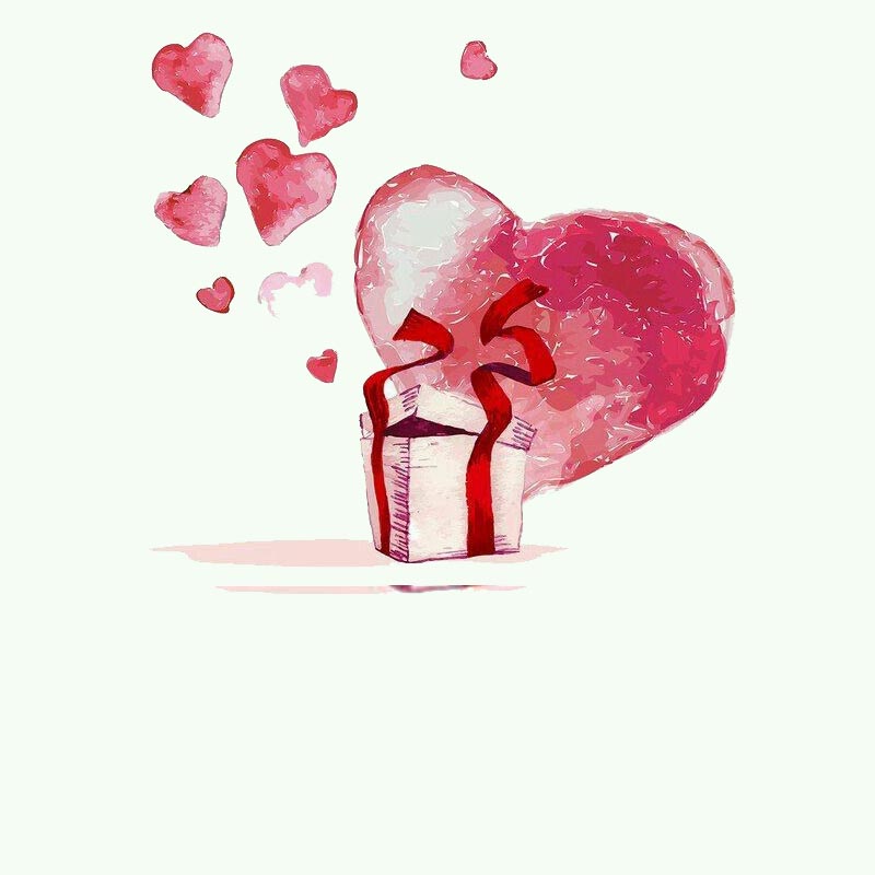 Открытка Открытка с сердечком и подарком признание в любви для парня или девушки Ich küsse dich 