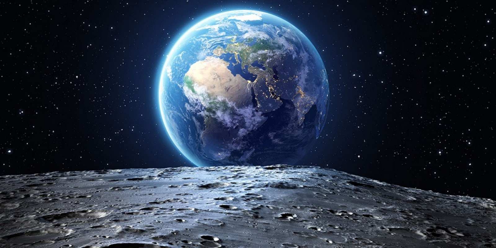 Открытка земля с луны красивая космическая открытка Gute Nacht 