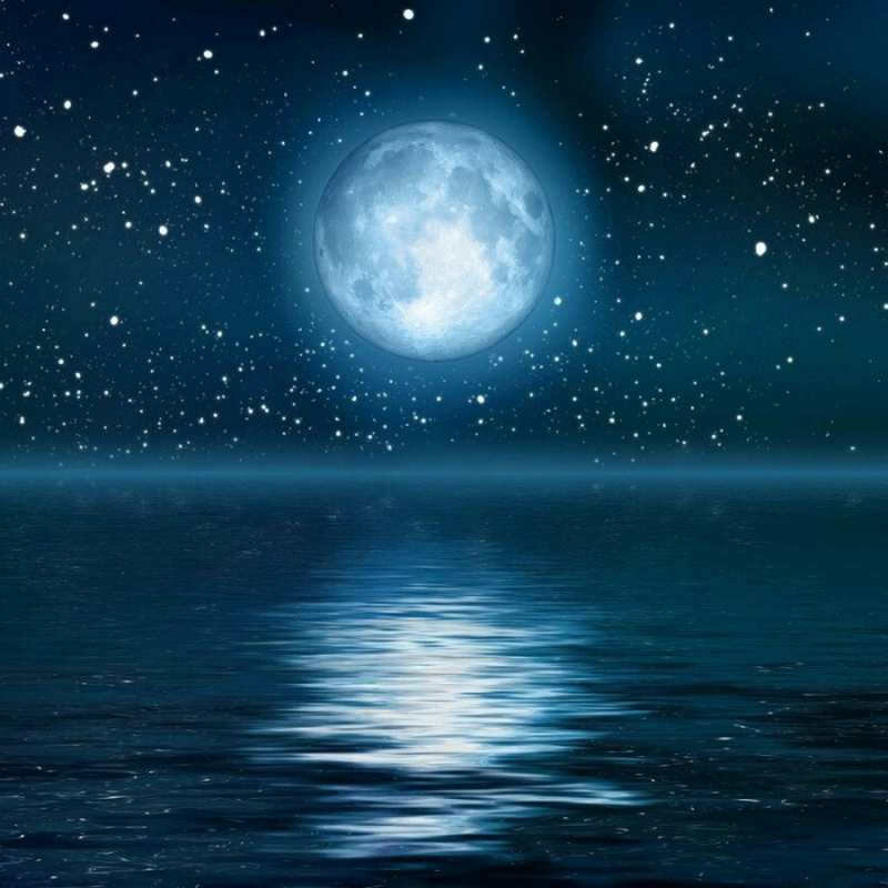 Открытка лунная дорожка на воде  звезды  Gute Nacht 