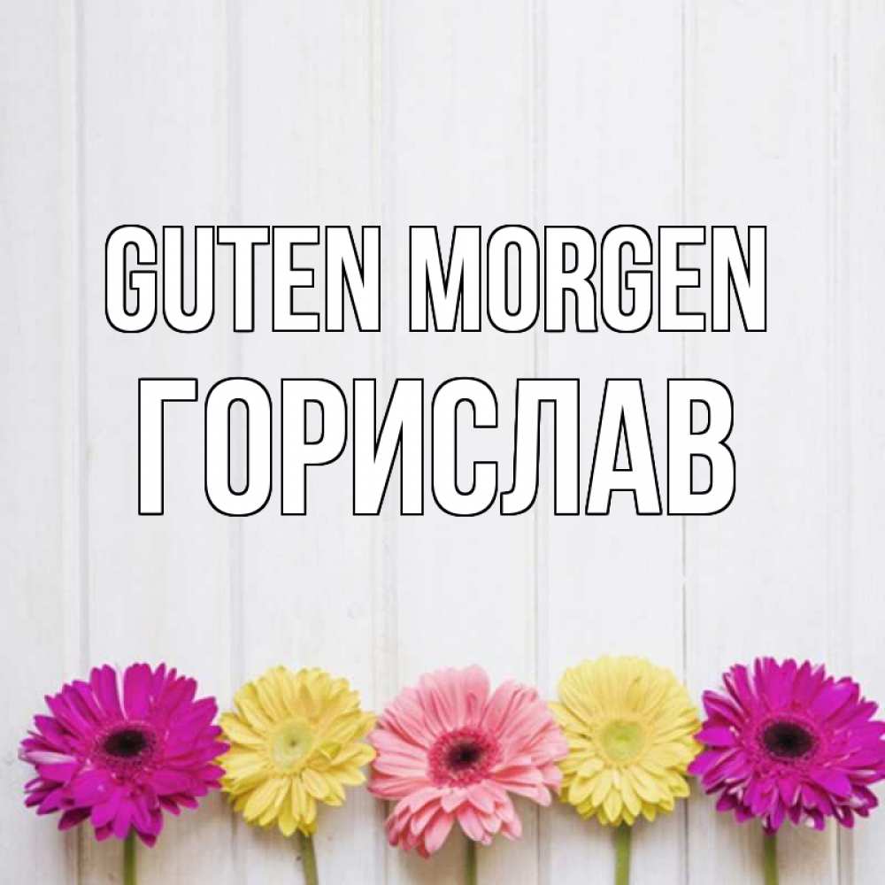 Открытка на каждый день с именем, Горислав Guten Morgen красный желтый и розовый цветок Прикольная открытка с пожеланием онлайн скачать бесплатно 