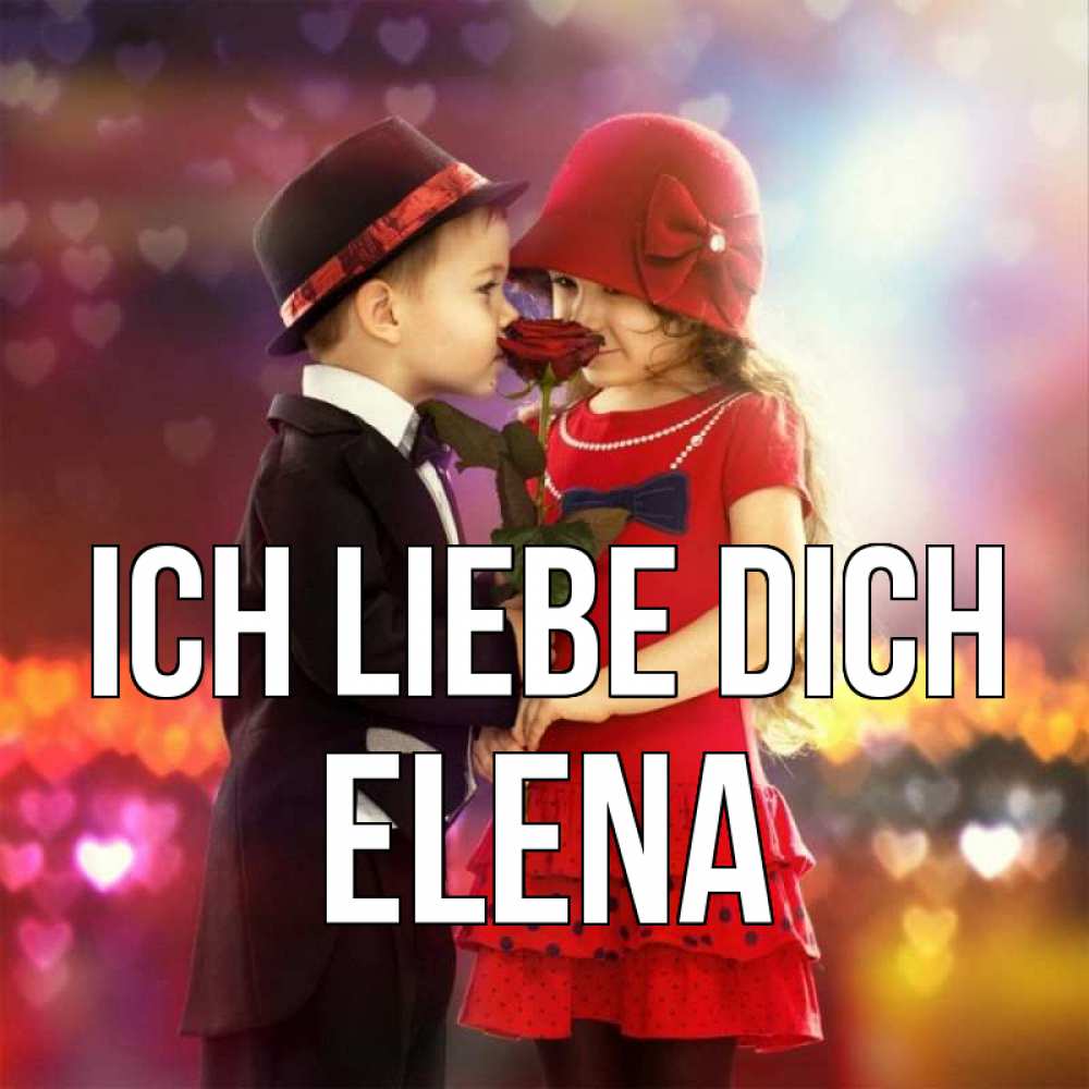 Открытка на каждый день с именем, Elena Ich liebe dich черное и красное и роза Прикольная открытка с пожеланием онлайн скачать бесплатно 