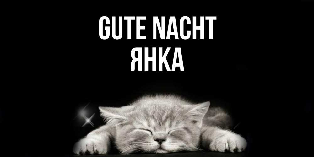 Открытка на каждый день с именем, Янка Gute Nacht спящий котик Прикольная открытка с пожеланием онлайн скачать бесплатно 
