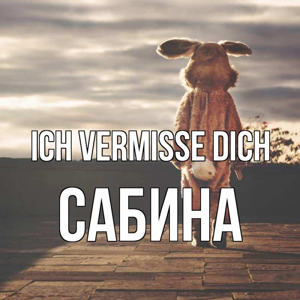 Открытка на каждый день с именем, Сабина Ich vermisse dich даже в костюме зайца Прикольная открытка с пожеланием онлайн скачать бесплатно 