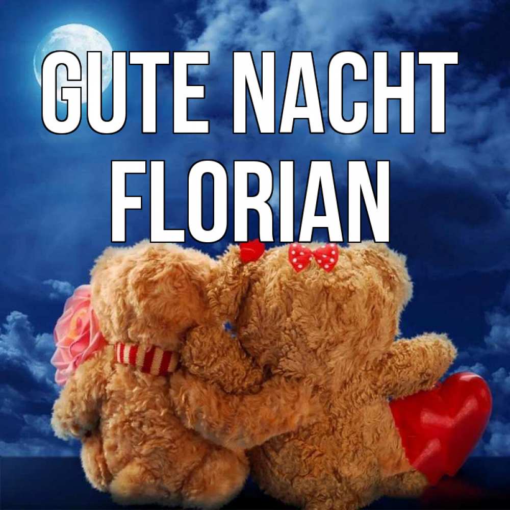 Открытка на каждый день с именем, Florian Gute Nacht плюшевые Прикольная открытка с пожеланием онлайн скачать бесплатно 