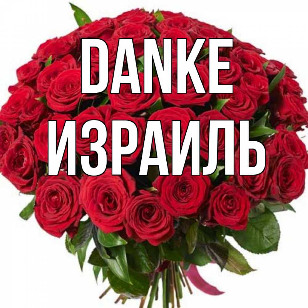 Открытка на каждый день с именем, Израиль Danke букет красных роз Прикольная открытка с пожеланием онлайн скачать бесплатно 