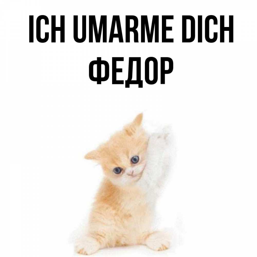 Открытка на каждый день с именем, Федор Ich umarme dich я хочу очень скорее обнимаешек Прикольная открытка с пожеланием онлайн скачать бесплатно 