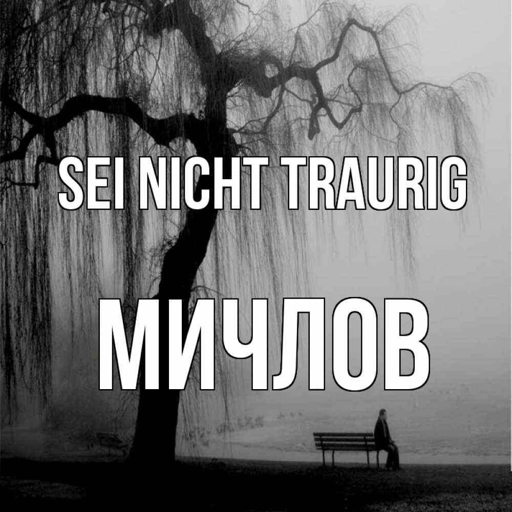 Открытка на каждый день с именем, Мичлов Sei nicht traurig висящие ветки дерева и лавочка под деревом Прикольная открытка с пожеланием онлайн скачать бесплатно 