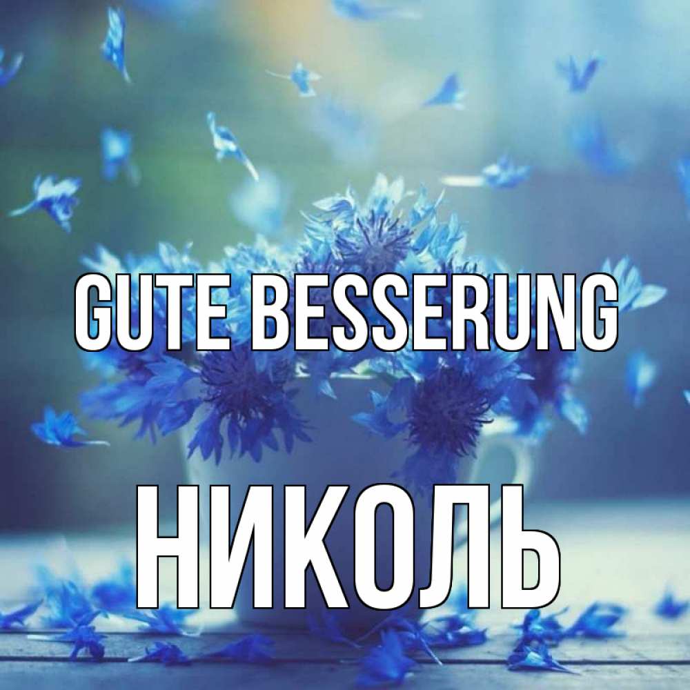 Открытка на каждый день с именем, Николь Gute Besserung кружка с зельем и цветами Прикольная открытка с пожеланием онлайн скачать бесплатно 