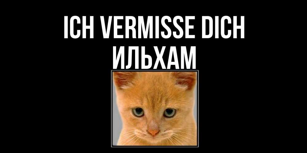 Открытка на каждый день с именем, Ильхам Ich vermisse dich открытки рыжий котенок скучает по тебе Прикольная открытка с пожеланием онлайн скачать бесплатно 