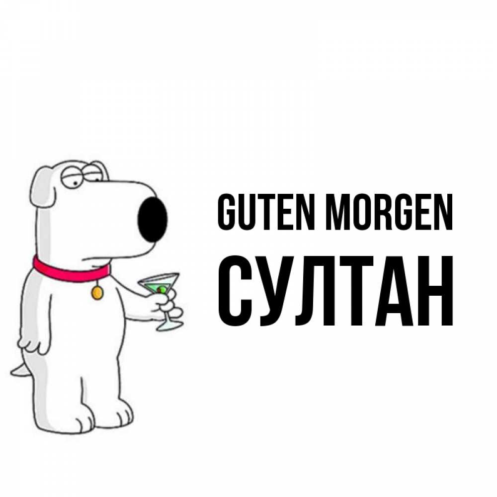 Открытка на каждый день с именем, Султан Guten Morgen герои мультфильмов белый пес Прикольная открытка с пожеланием онлайн скачать бесплатно 