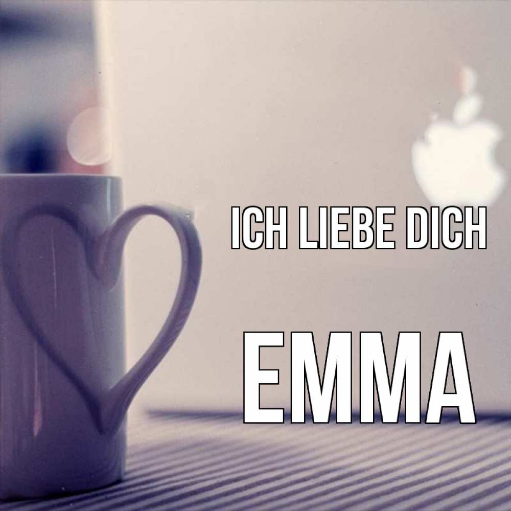 Открытка на каждый день с именем, Emma Ich liebe dich знак яблока Прикольная открытка с пожеланием онлайн скачать бесплатно 