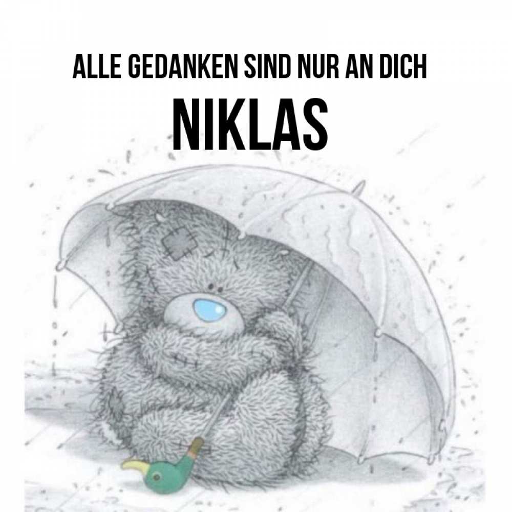 Открытка на каждый день с именем, Niklas Alle Gedanken sind nur an dich весеннее или осеннее настроение Прикольная открытка с пожеланием онлайн скачать бесплатно 