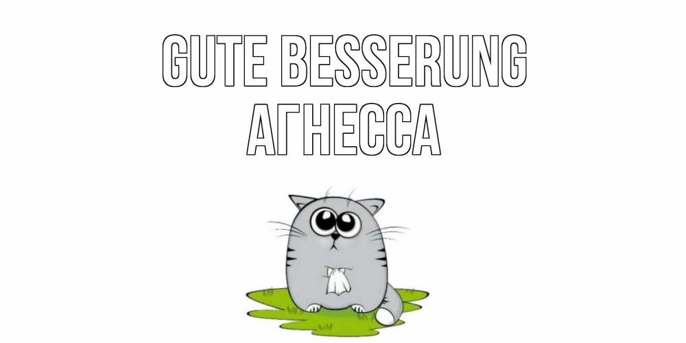 Открытка на каждый день с именем, Агнесса Gute Besserung кот и открытки про выздоровление Прикольная открытка с пожеланием онлайн скачать бесплатно 