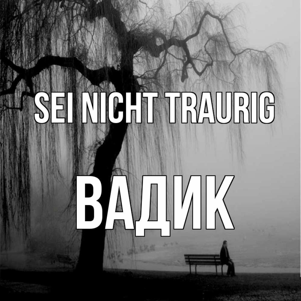 Открытка на каждый день с именем, Вадик Sei nicht traurig висящие ветки дерева и лавочка под деревом Прикольная открытка с пожеланием онлайн скачать бесплатно 
