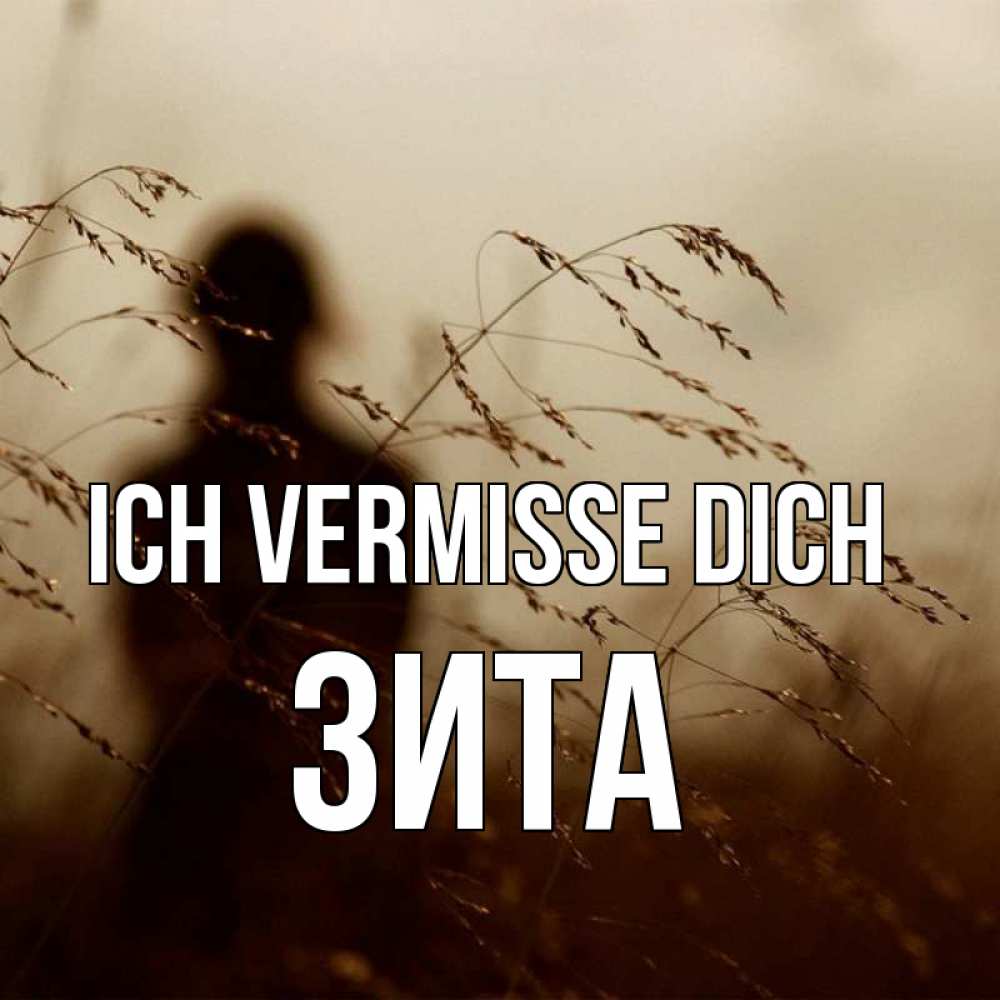Открытка на каждый день с именем, Зита Ich vermisse dich силуэт девушки Прикольная открытка с пожеланием онлайн скачать бесплатно 