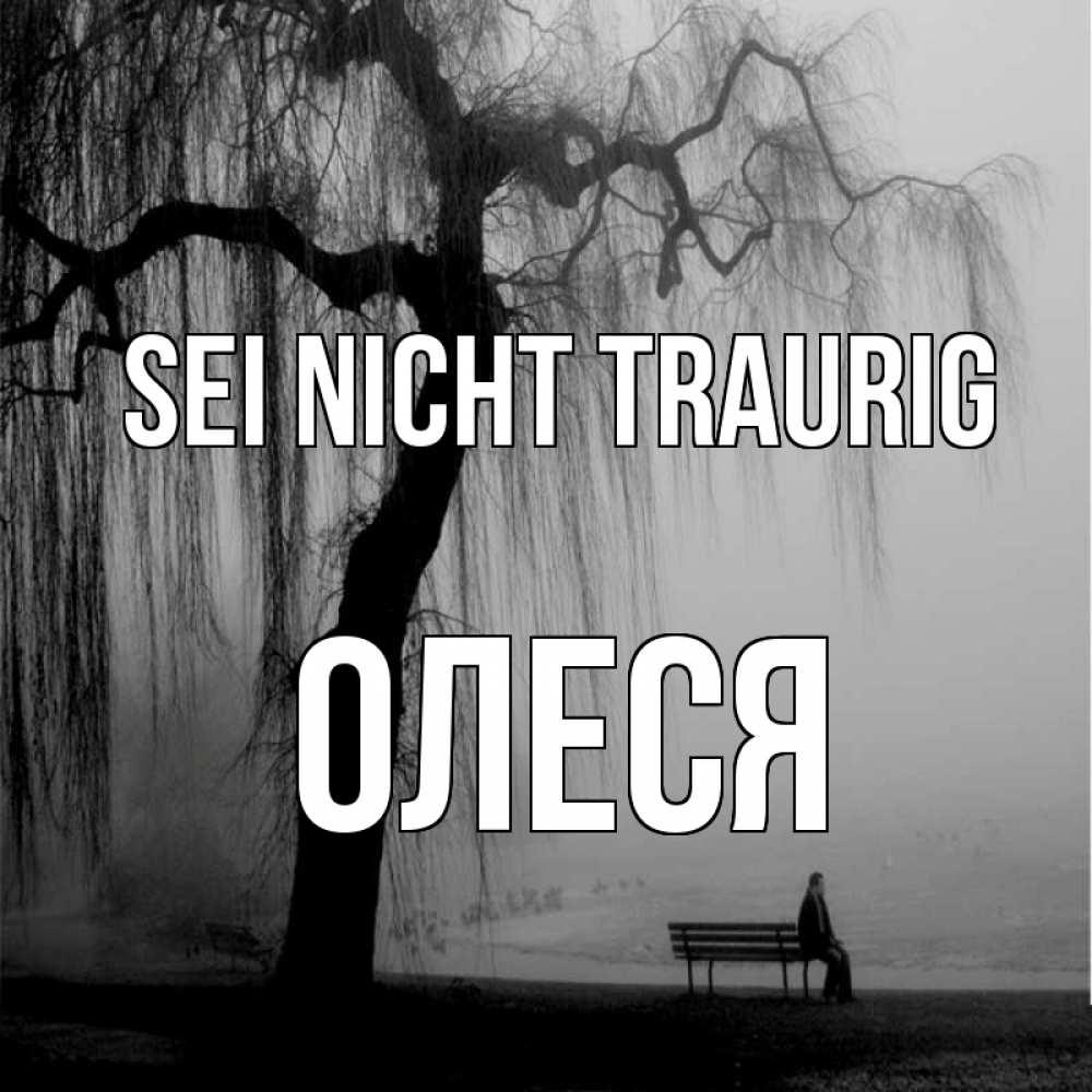 Открытка на каждый день с именем, Олеся Sei nicht traurig висящие ветки дерева и лавочка под деревом Прикольная открытка с пожеланием онлайн скачать бесплатно 