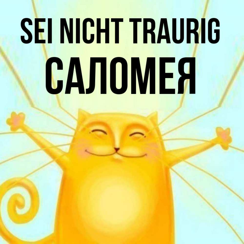 Открытка на каждый день с именем, Саломея Sei nicht traurig обнимашки усатые Прикольная открытка с пожеланием онлайн скачать бесплатно 