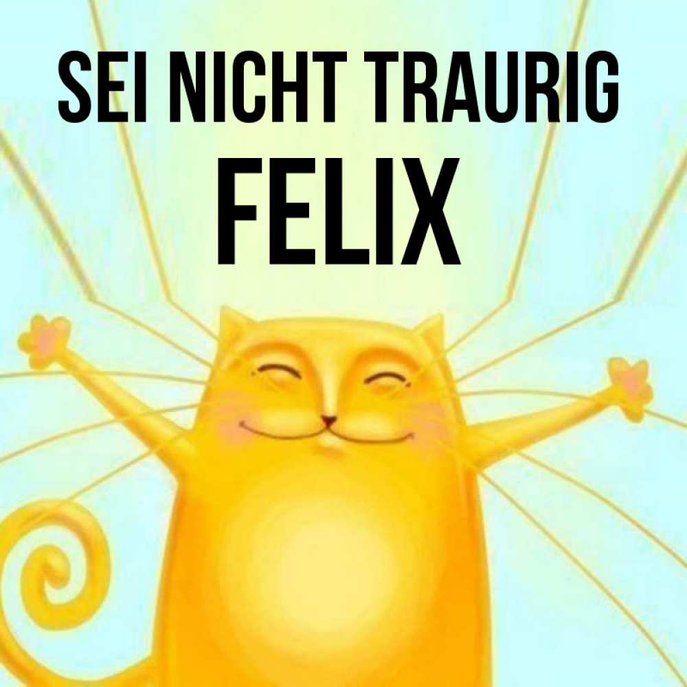Открытка на каждый день с именем, Felix Sei nicht traurig обнимашки усатые Прикольная открытка с пожеланием онлайн скачать бесплатно 
