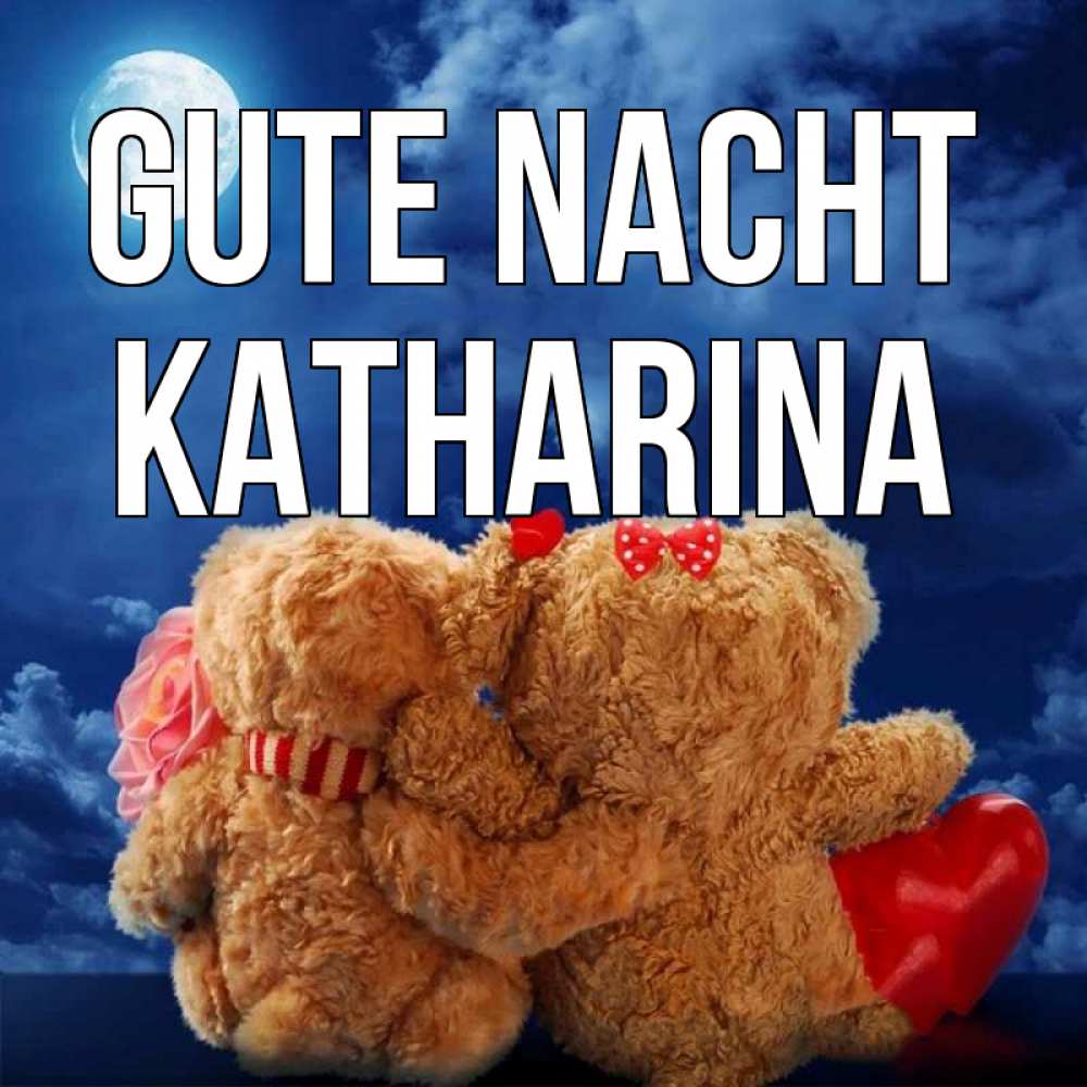 Открытка на каждый день с именем, Katharina Gute Nacht плюшевые Прикольная открытка с пожеланием онлайн скачать бесплатно 