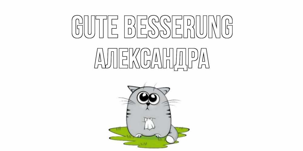 Открытка на каждый день с именем, Александра Gute Besserung кот и открытки про выздоровление Прикольная открытка с пожеланием онлайн скачать бесплатно 