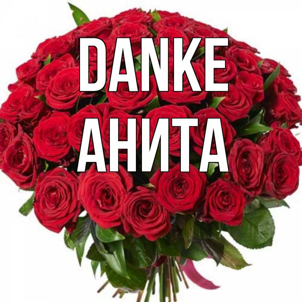 Открытка на каждый день с именем, Анита Danke букет красных роз Прикольная открытка с пожеланием онлайн скачать бесплатно 