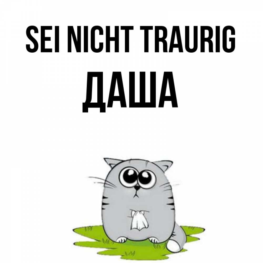 Открытка на каждый день с именем, Даша Sei nicht traurig грустный котяра Прикольная открытка с пожеланием онлайн скачать бесплатно 