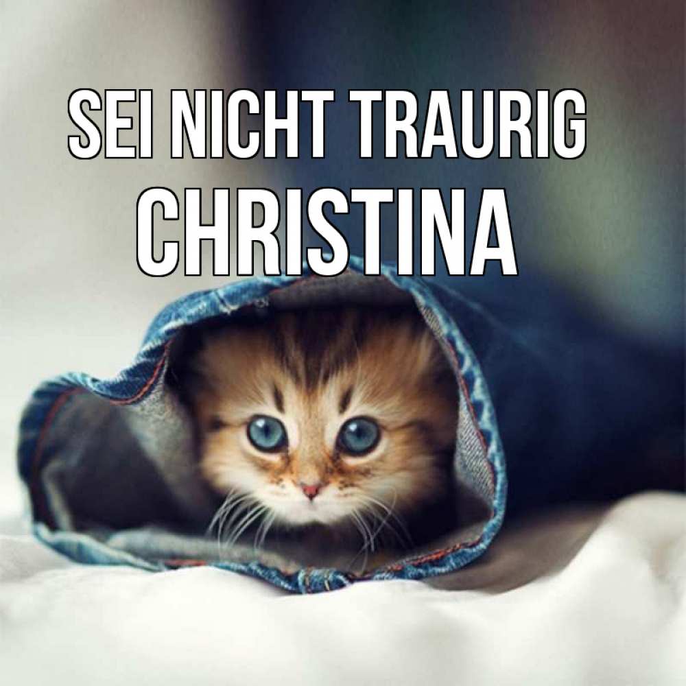 Открытка на каждый день с именем, Christina Sei nicht traurig рыжик котик Прикольная открытка с пожеланием онлайн скачать бесплатно 