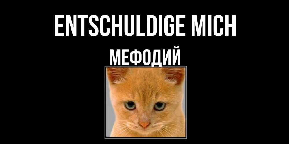 Открытка на каждый день с именем, Мефодий Entschuldige mich рыжий грустный кот просит прощения Прикольная открытка с пожеланием онлайн скачать бесплатно 
