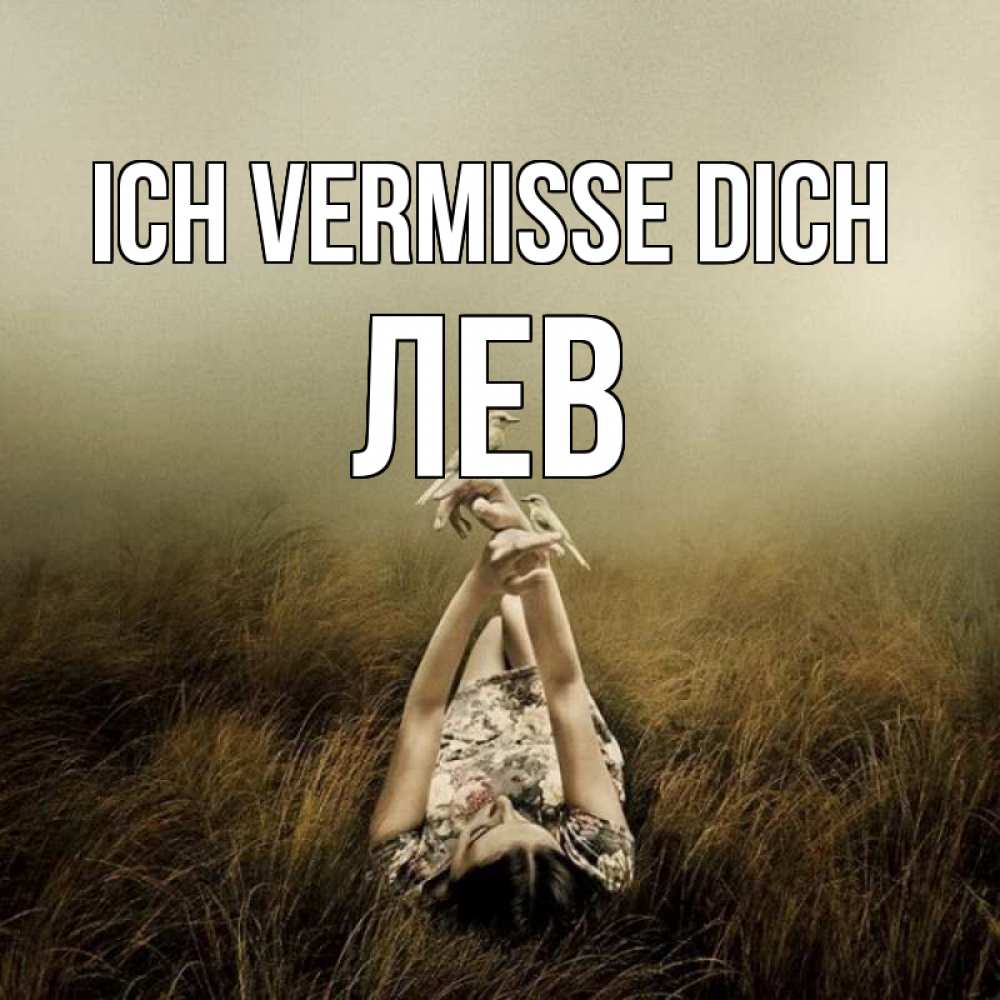 Открытка на каждый день с именем, Лев Ich vermisse dich девушка с голубями Прикольная открытка с пожеланием онлайн скачать бесплатно 