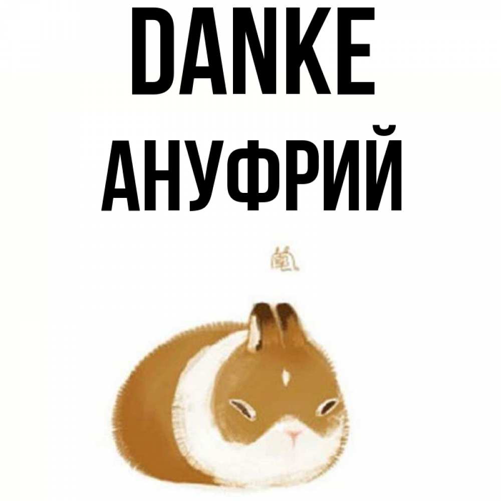 Открытка на каждый день с именем, Ануфрий Danke коричнево белый домашний питомец Прикольная открытка с пожеланием онлайн скачать бесплатно 