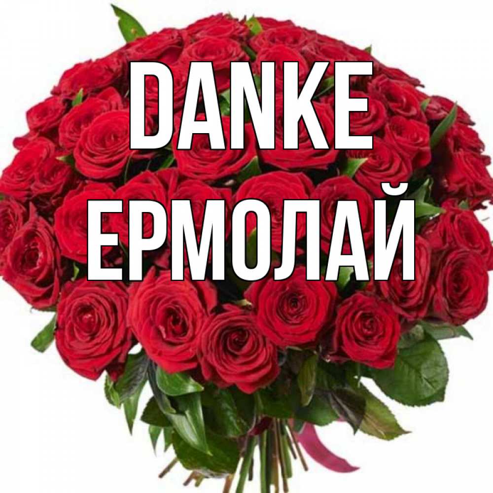 Открытка на каждый день с именем, Ермолай Danke букет красных роз Прикольная открытка с пожеланием онлайн скачать бесплатно 