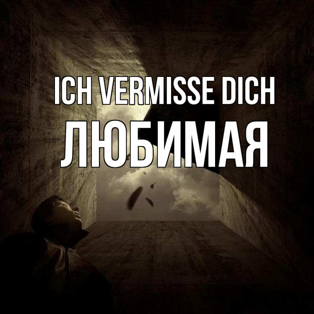 Открытка на каждый день с именем, Любимая Ich vermisse dich тут Прикольная открытка с пожеланием онлайн скачать бесплатно 