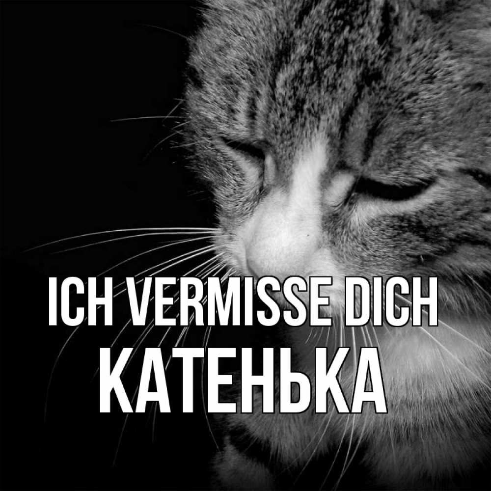 Открытка на каждый день с именем, Катенька Ich vermisse dich мне скучно Прикольная открытка с пожеланием онлайн скачать бесплатно 