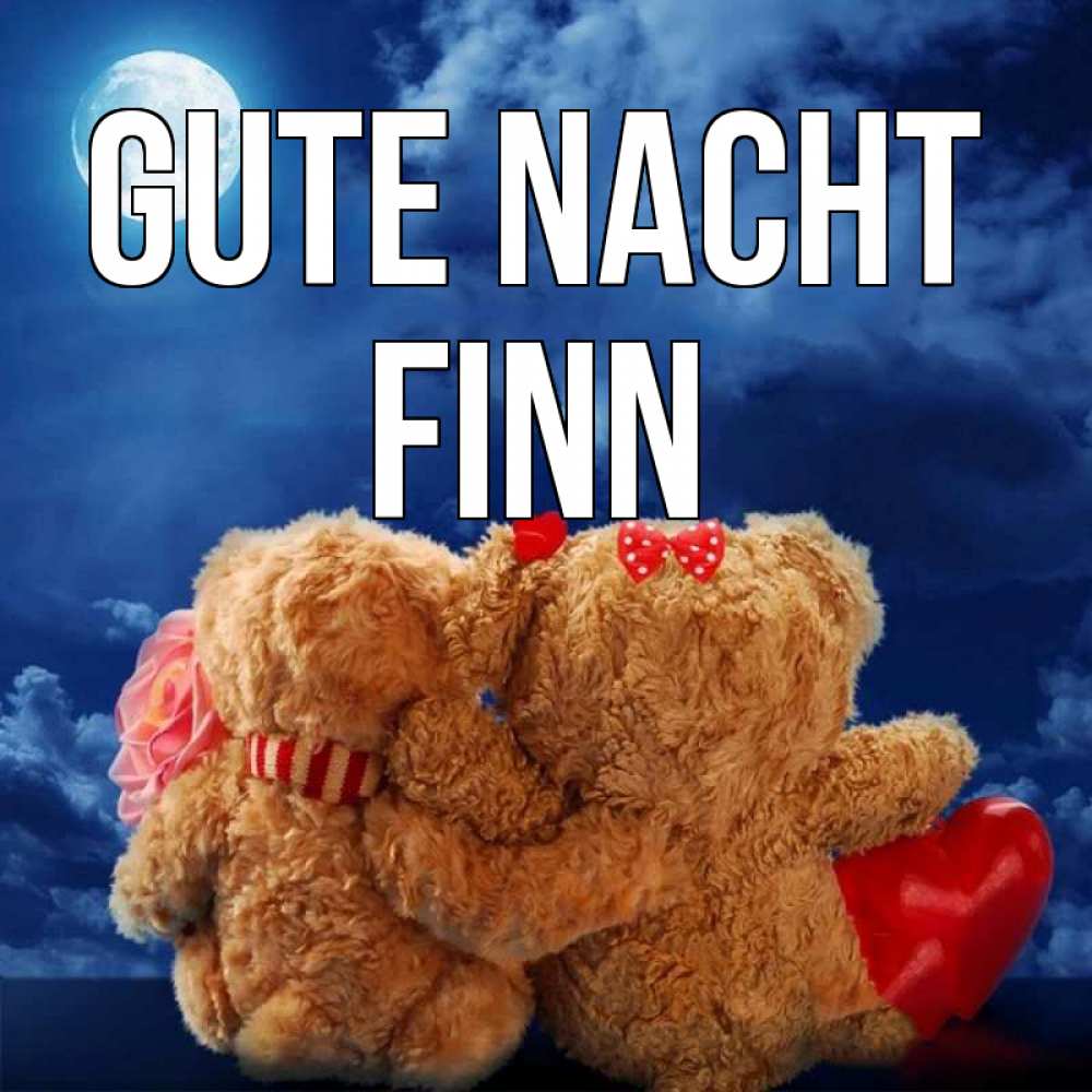 Открытка на каждый день с именем, Finn Gute Nacht плюшевые Прикольная открытка с пожеланием онлайн скачать бесплатно 