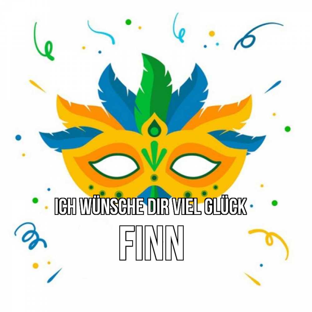 Открытка на каждый день с именем, Finn Ich wünsche dir viel Glück конфети Прикольная открытка с пожеланием онлайн скачать бесплатно 