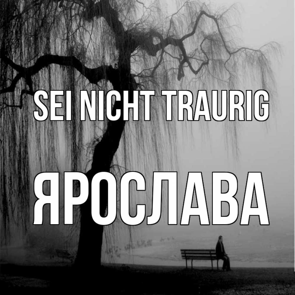 Открытка на каждый день с именем, Ярослава Sei nicht traurig висящие ветки дерева и лавочка под деревом Прикольная открытка с пожеланием онлайн скачать бесплатно 