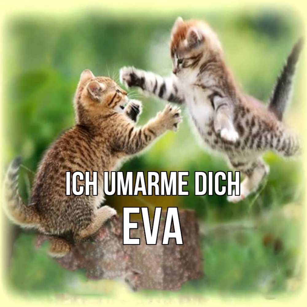 Открытка на каждый день с именем, Eva Ich umarme dich игры котят Прикольная открытка с пожеланием онлайн скачать бесплатно 