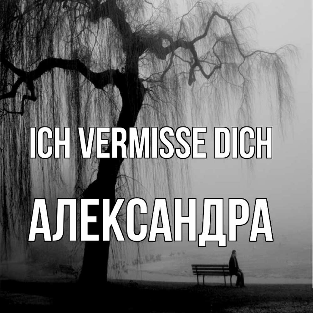 Открытка на каждый день с именем, Александра Ich vermisse dich лавочка под деревом я жду тебя Прикольная открытка с пожеланием онлайн скачать бесплатно 