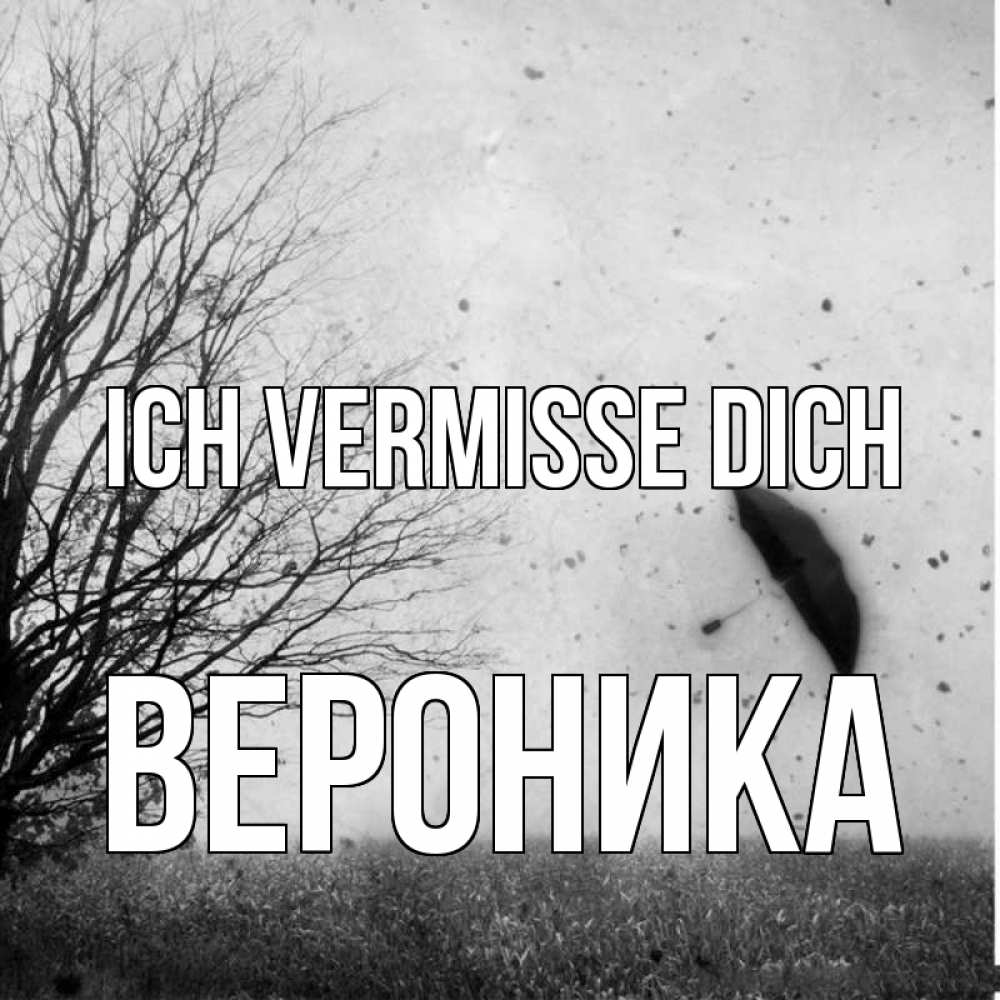 Открытка на каждый день с именем, Вероника Ich vermisse dich зонт летит Прикольная открытка с пожеланием онлайн скачать бесплатно 